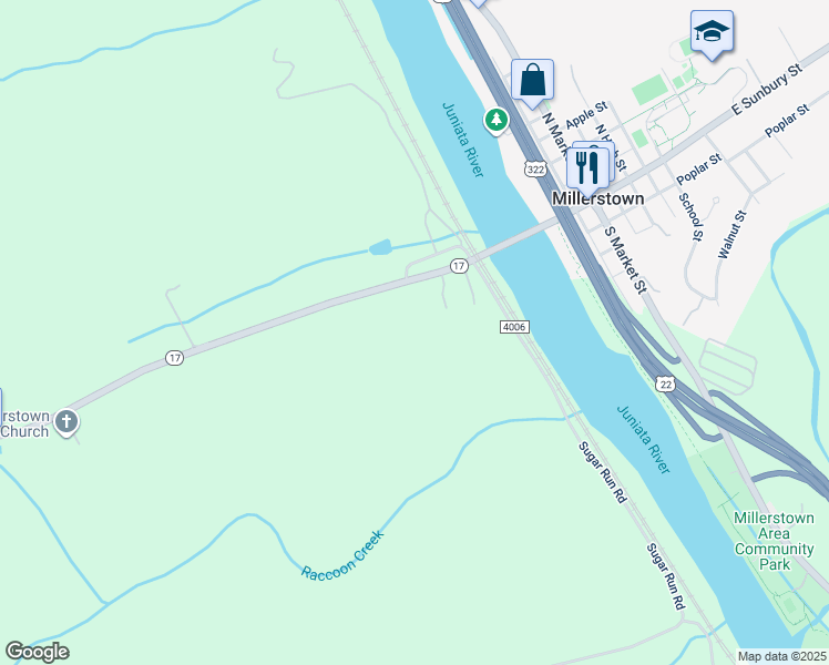 map of restaurants, bars, coffee shops, grocery stores, and more near 50 Jebeke Lane in Millerstown