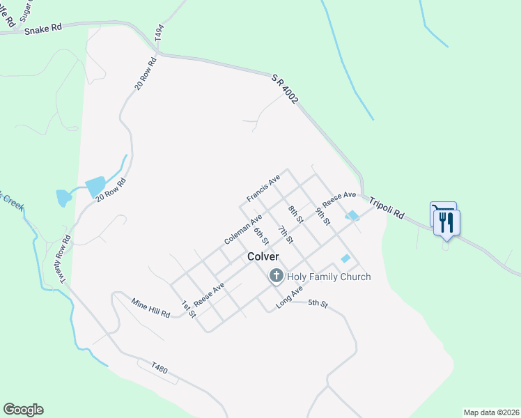 map of restaurants, bars, coffee shops, grocery stores, and more near 739-745 7th Street in Colver