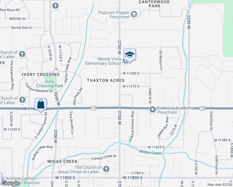 map of restaurants, bars, coffee shops, grocery stores, and more near 11368 2700 West in South Jordan
