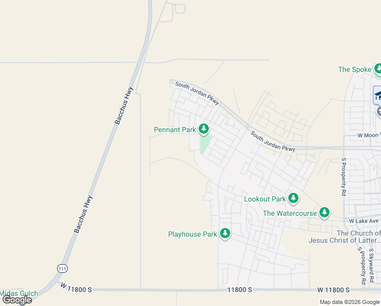 map of restaurants, bars, coffee shops, grocery stores, and more near 11702 Bacchus Highway in Herriman