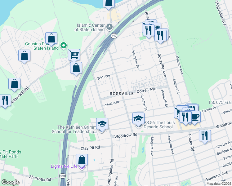 map of restaurants, bars, coffee shops, grocery stores, and more near in Staten Island