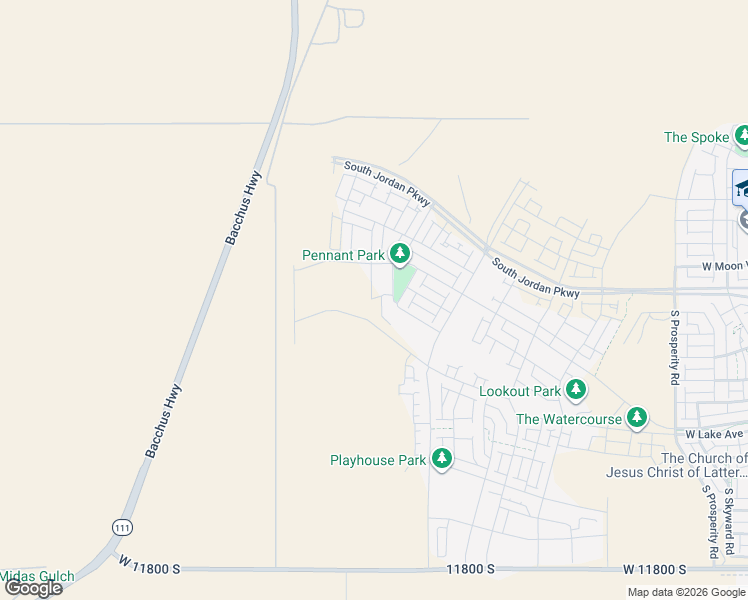 map of restaurants, bars, coffee shops, grocery stores, and more near 11702 Bacchus Highway in Herriman