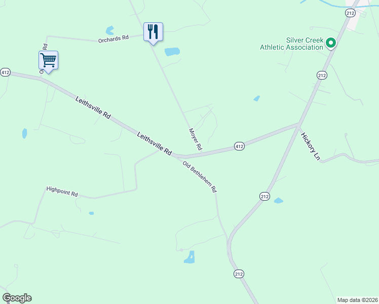 map of restaurants, bars, coffee shops, grocery stores, and more near 3016 Moyer Road in Hellertown