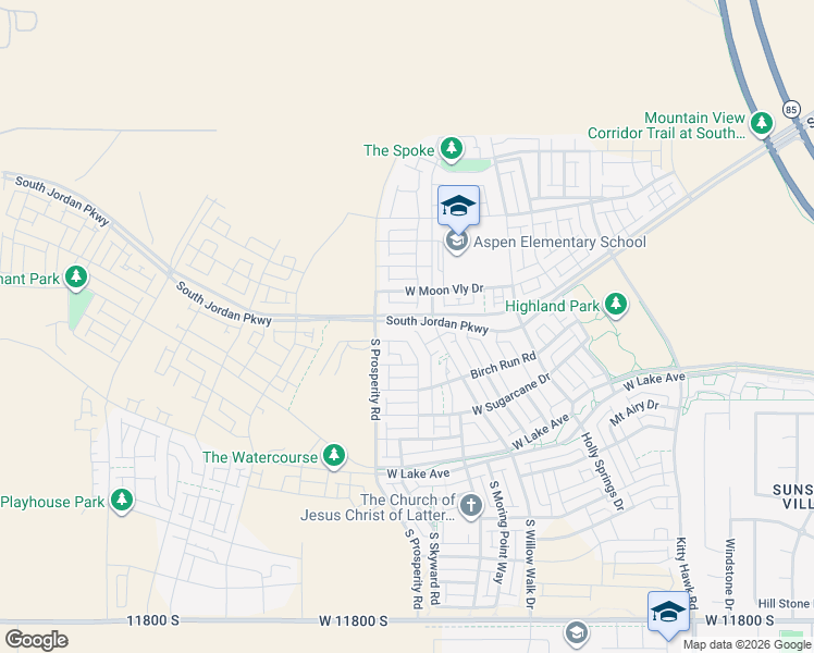 map of restaurants, bars, coffee shops, grocery stores, and more near 6437 South Jordan Parkway in South Jordan