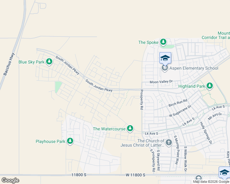 map of restaurants, bars, coffee shops, grocery stores, and more near 6651 South Jordan Parkway West in South Jordan