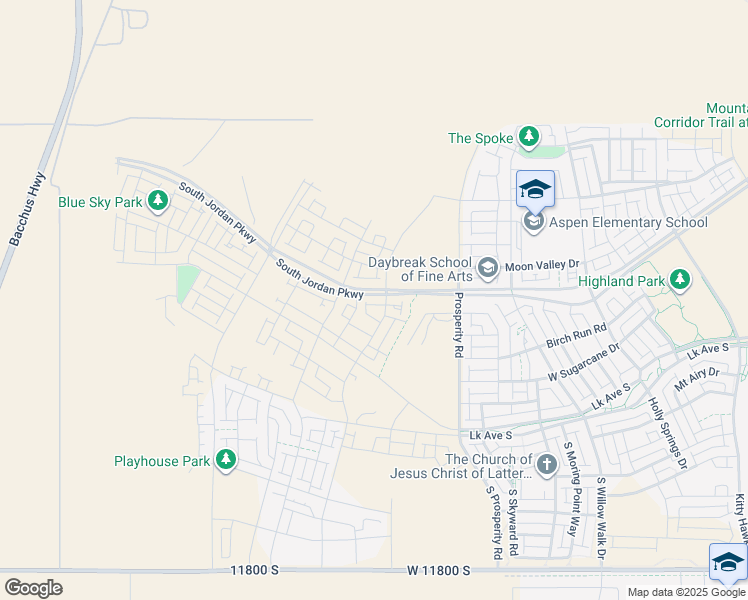 map of restaurants, bars, coffee shops, grocery stores, and more near 6647 South Jordan Parkway West in South Jordan