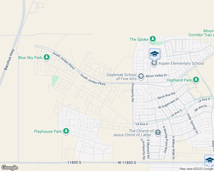 map of restaurants, bars, coffee shops, grocery stores, and more near 6657 South Jordan Parkway West in South Jordan