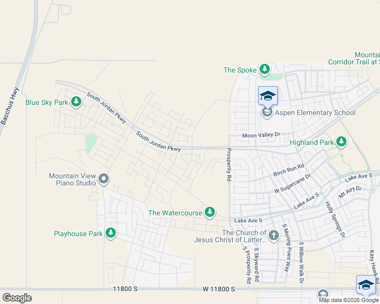 map of restaurants, bars, coffee shops, grocery stores, and more near 6631 South Jordan Parkway West in South Jordan