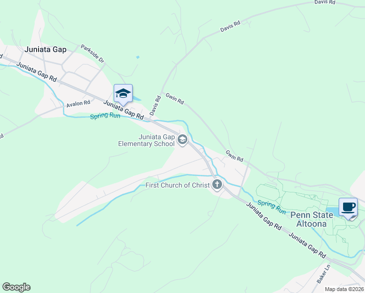 map of restaurants, bars, coffee shops, grocery stores, and more near 3365 Juniata Gap Road in Altoona