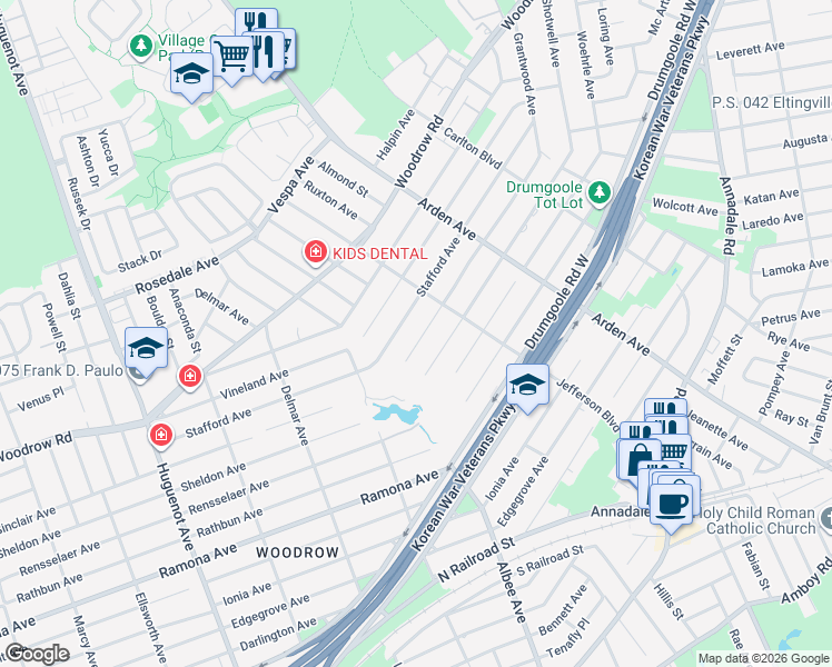 map of restaurants, bars, coffee shops, grocery stores, and more near 242 Stafford Avenue in Staten Island