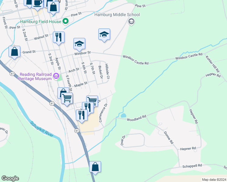 map of restaurants, bars, coffee shops, grocery stores, and more near 11 Redtail Court in Hamburg