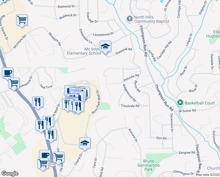 map of restaurants, bars, coffee shops, grocery stores, and more near 209 Pittview Road in Pittsburgh