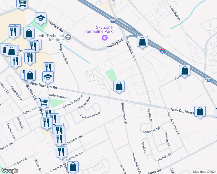 map of restaurants, bars, coffee shops, grocery stores, and more near 511 Margaret Court in South Plainfield