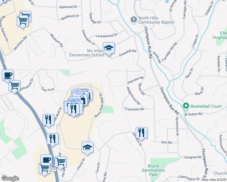 map of restaurants, bars, coffee shops, grocery stores, and more near 209 Pittview Road in Pittsburgh