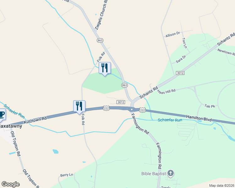 map of restaurants, bars, coffee shops, grocery stores, and more near 60 Independent Road in Breinigsville