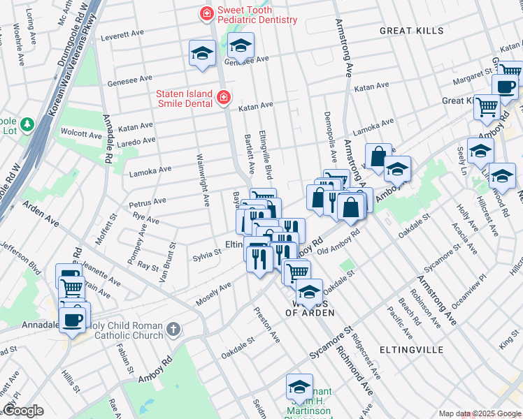 map of restaurants, bars, coffee shops, grocery stores, and more near 3767 Richmond Avenue in Staten Island