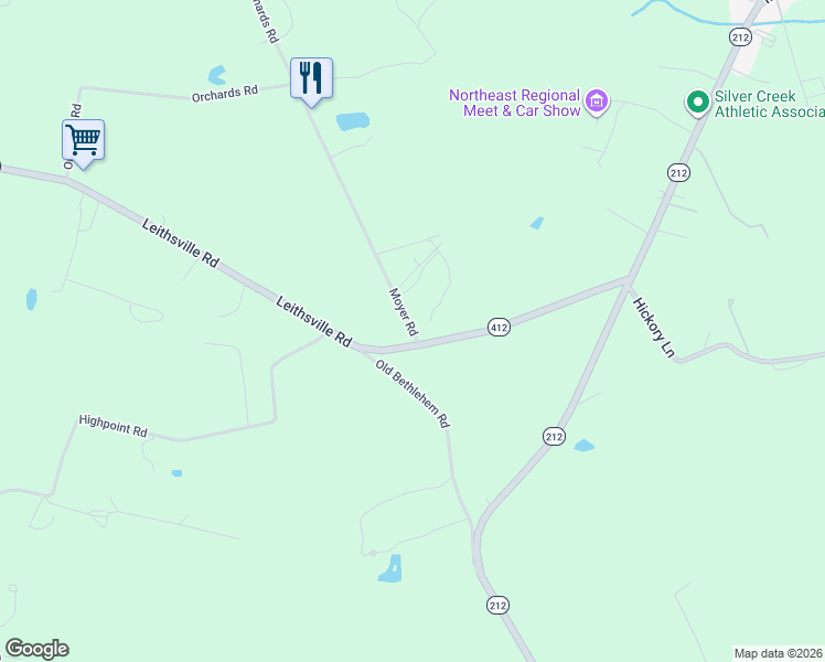 map of restaurants, bars, coffee shops, grocery stores, and more near 3016 Moyer Road in Hellertown