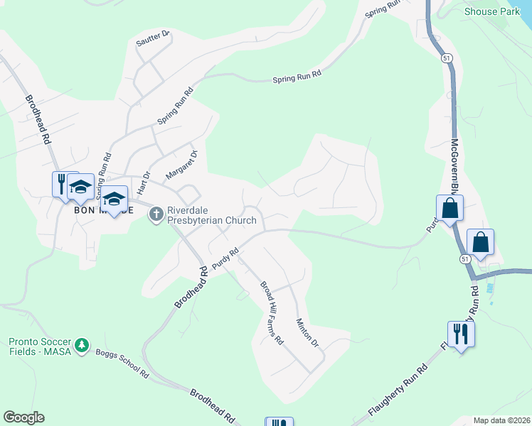 map of restaurants, bars, coffee shops, grocery stores, and more near 1701 Wheatland Court in Coraopolis