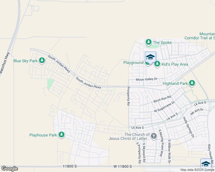 map of restaurants, bars, coffee shops, grocery stores, and more near South Watercourse Road in South Jordan