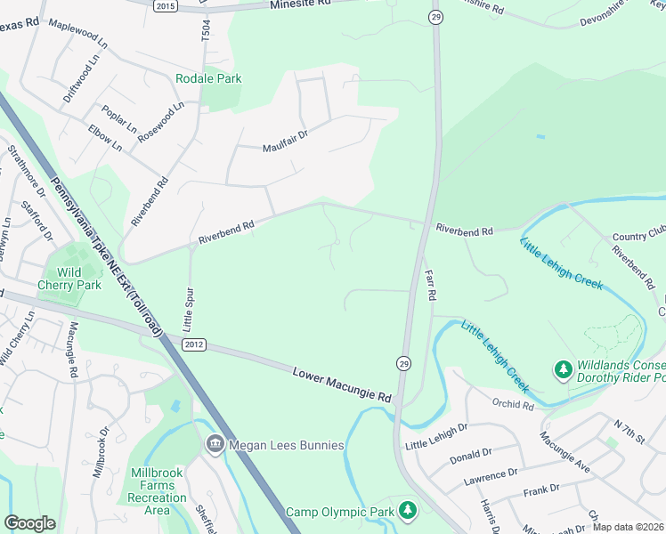 map of restaurants, bars, coffee shops, grocery stores, and more near 2332 Riverbend Road in Allentown