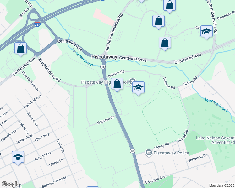 map of restaurants, bars, coffee shops, grocery stores, and more near 371 Hoes Lane in Piscataway Township