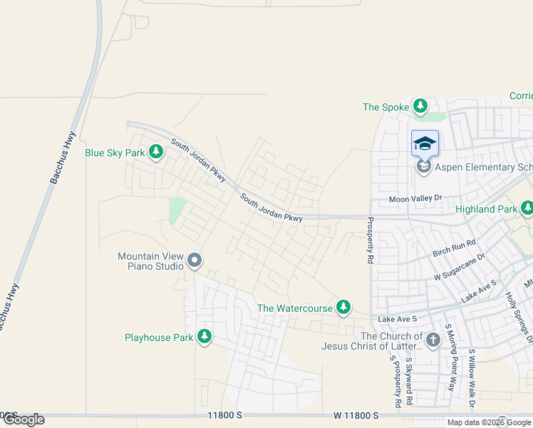 map of restaurants, bars, coffee shops, grocery stores, and more near 6759 South Jordan Parkway West in South Jordan