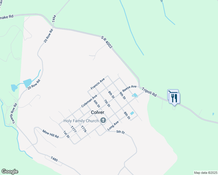 map of restaurants, bars, coffee shops, grocery stores, and more near Coleman Ave in Colver