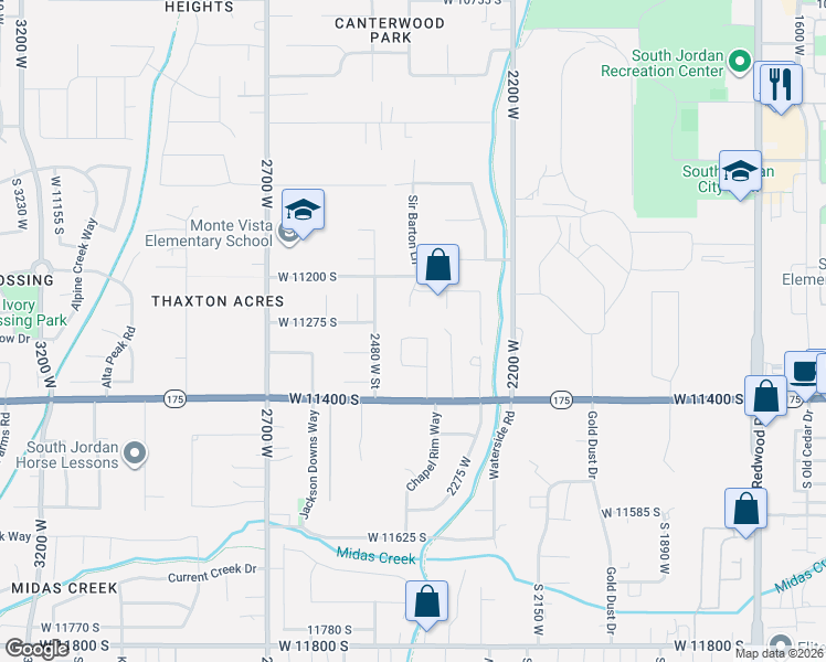 map of restaurants, bars, coffee shops, grocery stores, and more near 11266 Charismatic Court in South Jordan