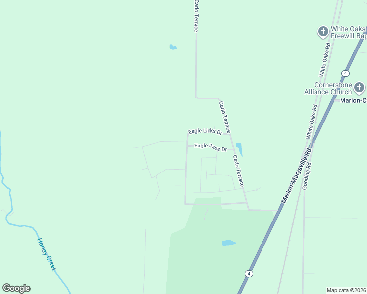 map of restaurants, bars, coffee shops, grocery stores, and more near 1553 Eagle Creek Drive South in Marion