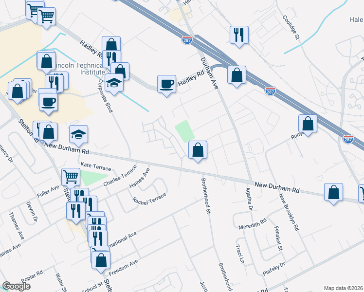 map of restaurants, bars, coffee shops, grocery stores, and more near 511 Margaret Court in South Plainfield