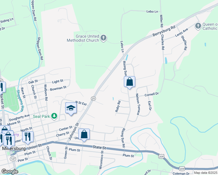 map of restaurants, bars, coffee shops, grocery stores, and more near 420 Berrysburg Road in Millersburg