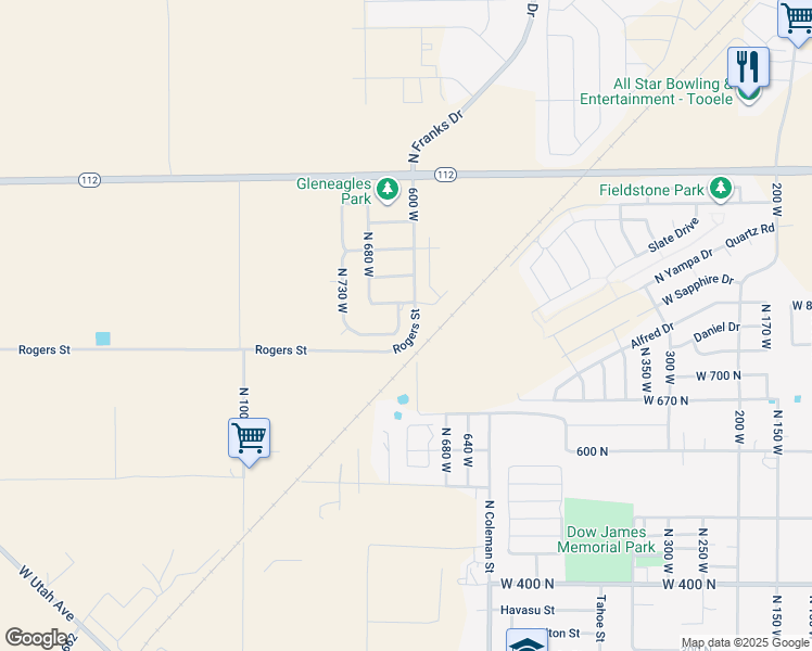 map of restaurants, bars, coffee shops, grocery stores, and more near 778 North 630 West in Tooele