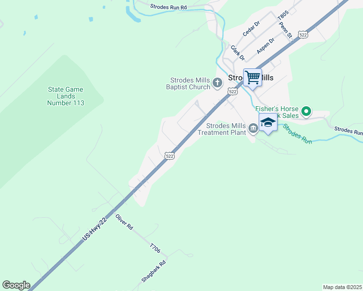 map of restaurants, bars, coffee shops, grocery stores, and more near 7994 U.S. 22 in McVeytown