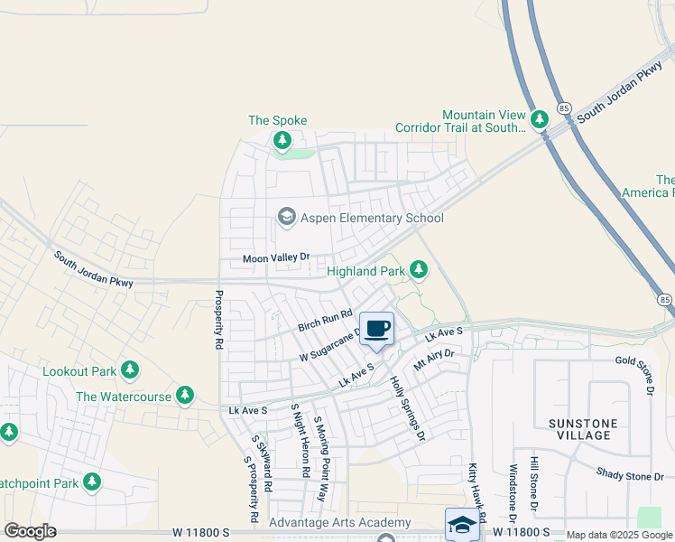 map of restaurants, bars, coffee shops, grocery stores, and more near 11331 South Holly Springs Drive in South Jordan