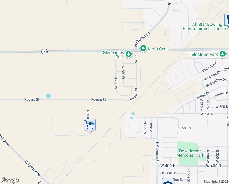 map of restaurants, bars, coffee shops, grocery stores, and more near 791 North 730 West in Tooele
