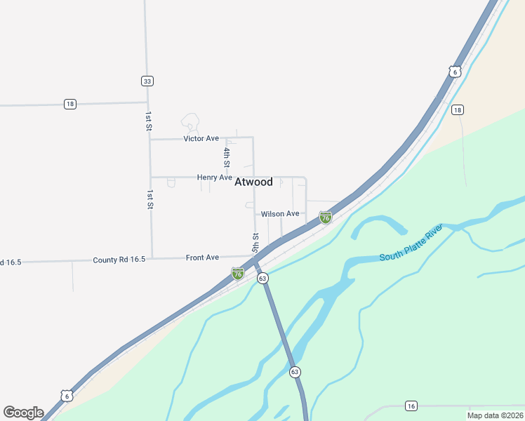 map of restaurants, bars, coffee shops, grocery stores, and more near 16357 Wilson Avenue in Atwood
