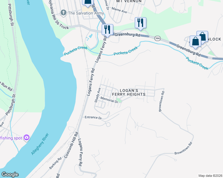 map of restaurants, bars, coffee shops, grocery stores, and more near 717 State St in New Kensington