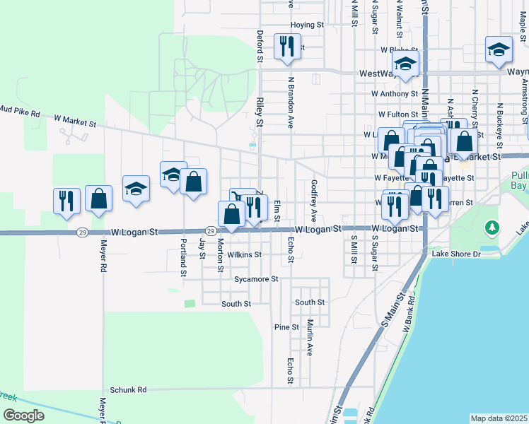 map of restaurants, bars, coffee shops, grocery stores, and more near 312 Zillah Street in Celina