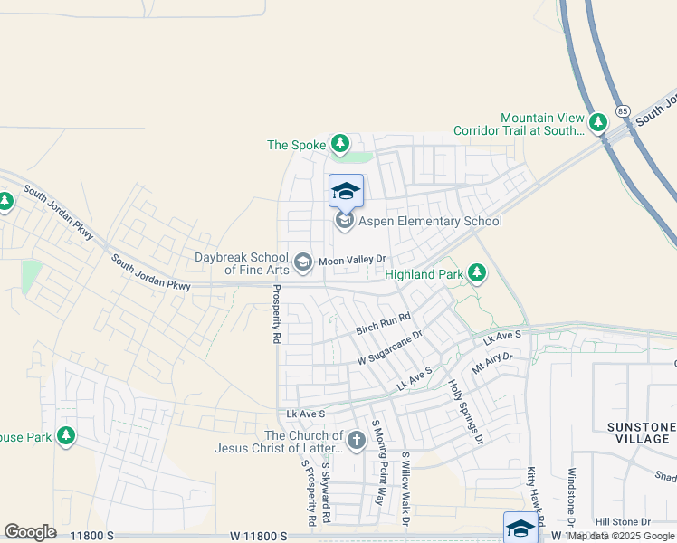 map of restaurants, bars, coffee shops, grocery stores, and more near 6371 West Moon Valley Drive in South Jordan