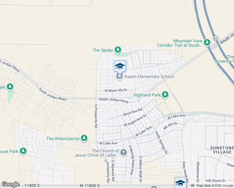 map of restaurants, bars, coffee shops, grocery stores, and more near 6371 West Moon Valley Drive in South Jordan