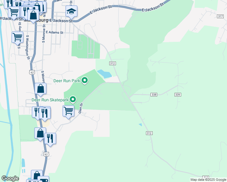 map of restaurants, bars, coffee shops, grocery stores, and more near 4245 Glen Drive in Millersburg