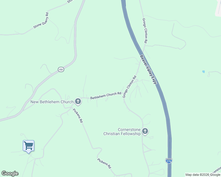 map of restaurants, bars, coffee shops, grocery stores, and more near 132 Bethlehem Church Road in Aliquippa