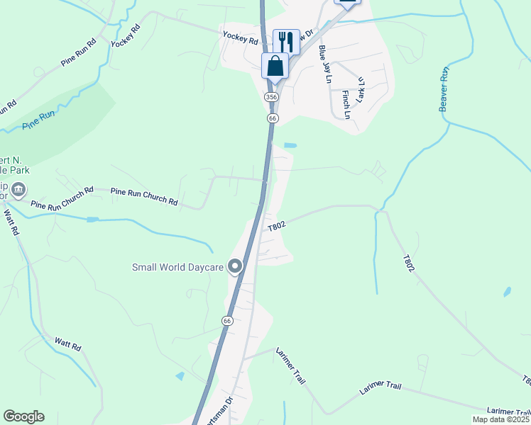 map of restaurants, bars, coffee shops, grocery stores, and more near 519 Sportsman Drive in Apollo