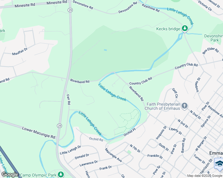 map of restaurants, bars, coffee shops, grocery stores, and more near 2600 Riverbend Road in Allentown
