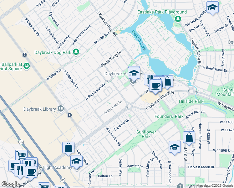 map of restaurants, bars, coffee shops, grocery stores, and more near 4908 West Duckhorn Drive in South Jordan