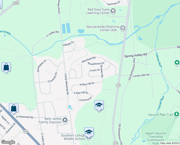 map of restaurants, bars, coffee shops, grocery stores, and more near 3140 Troon Drive in Lehigh County