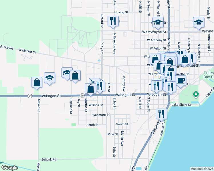 map of restaurants, bars, coffee shops, grocery stores, and more near 312 Zillah Street in Celina