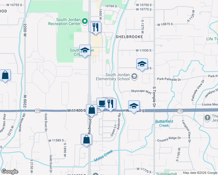 map of restaurants, bars, coffee shops, grocery stores, and more near 1581 West Village Grove Lane in South Jordan
