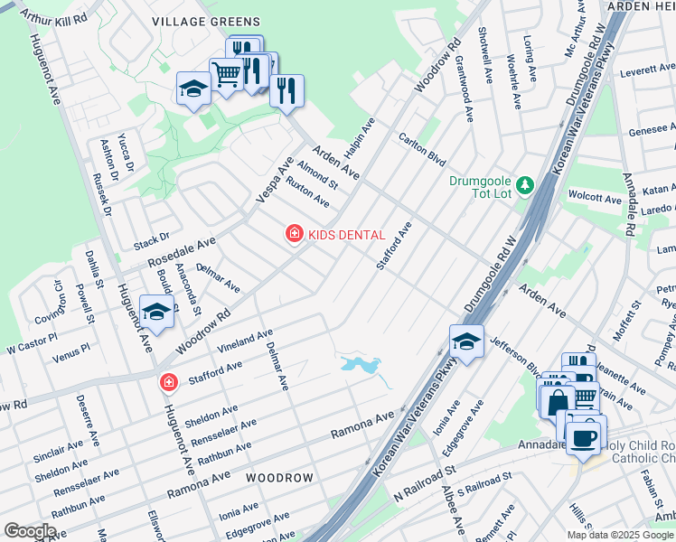 map of restaurants, bars, coffee shops, grocery stores, and more near 291 Vineland Avenue in Staten Island