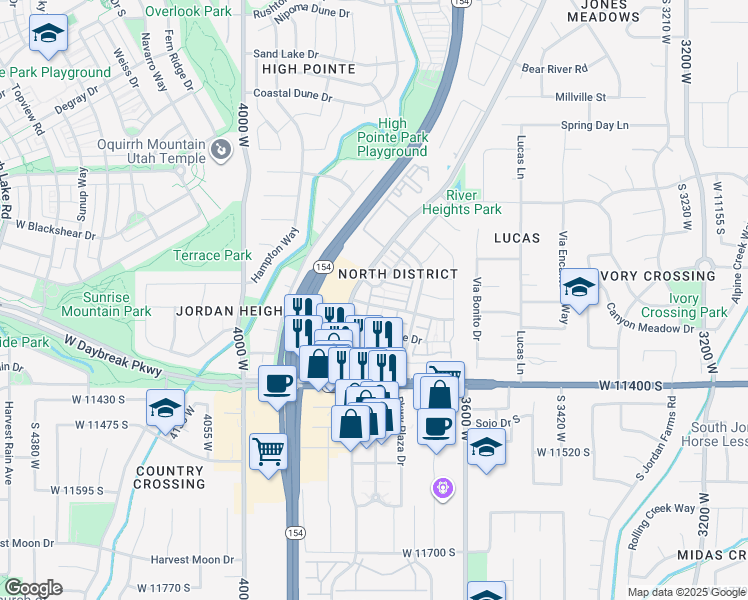 map of restaurants, bars, coffee shops, grocery stores, and more near 3792 Lilac Heights Drive in South Jordan